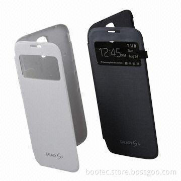 PU Leather Flip Phone Covers with Screen for Samsung Galaxy S4